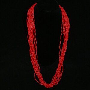 Handmade 12 Row Red Coral Necklace